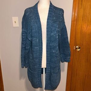 Johnny Was Open Front slouchy 3/4 sleeve cardigan blue‎ size S